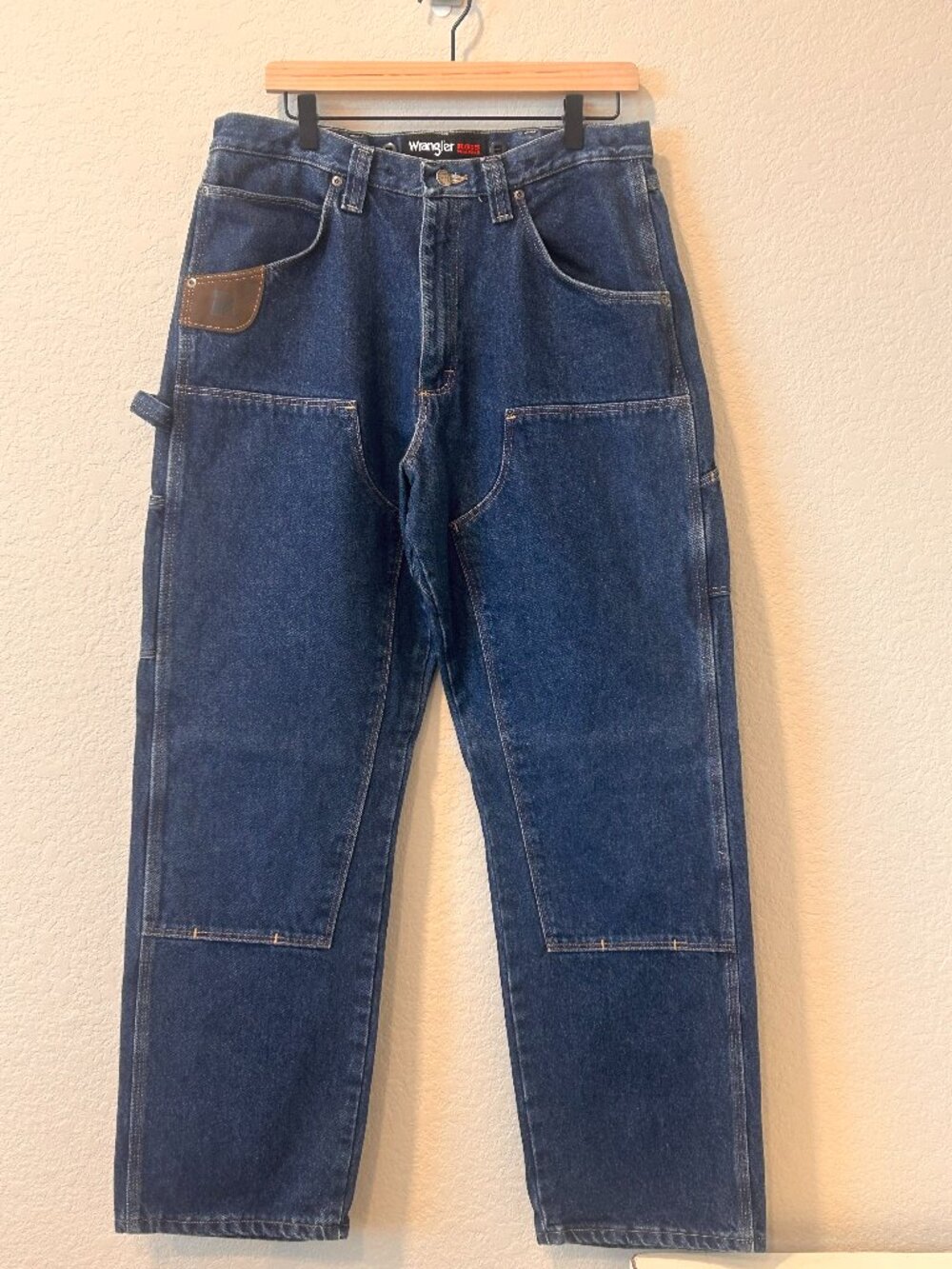 Wrangler Riggs Workwear Double Front Utility Blue Denim Jeans Men's Size 34x32